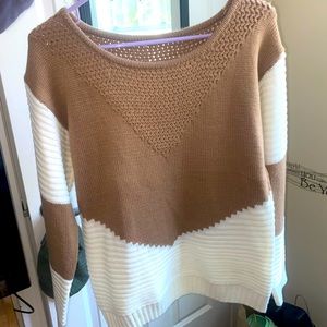 Brown and white sweater